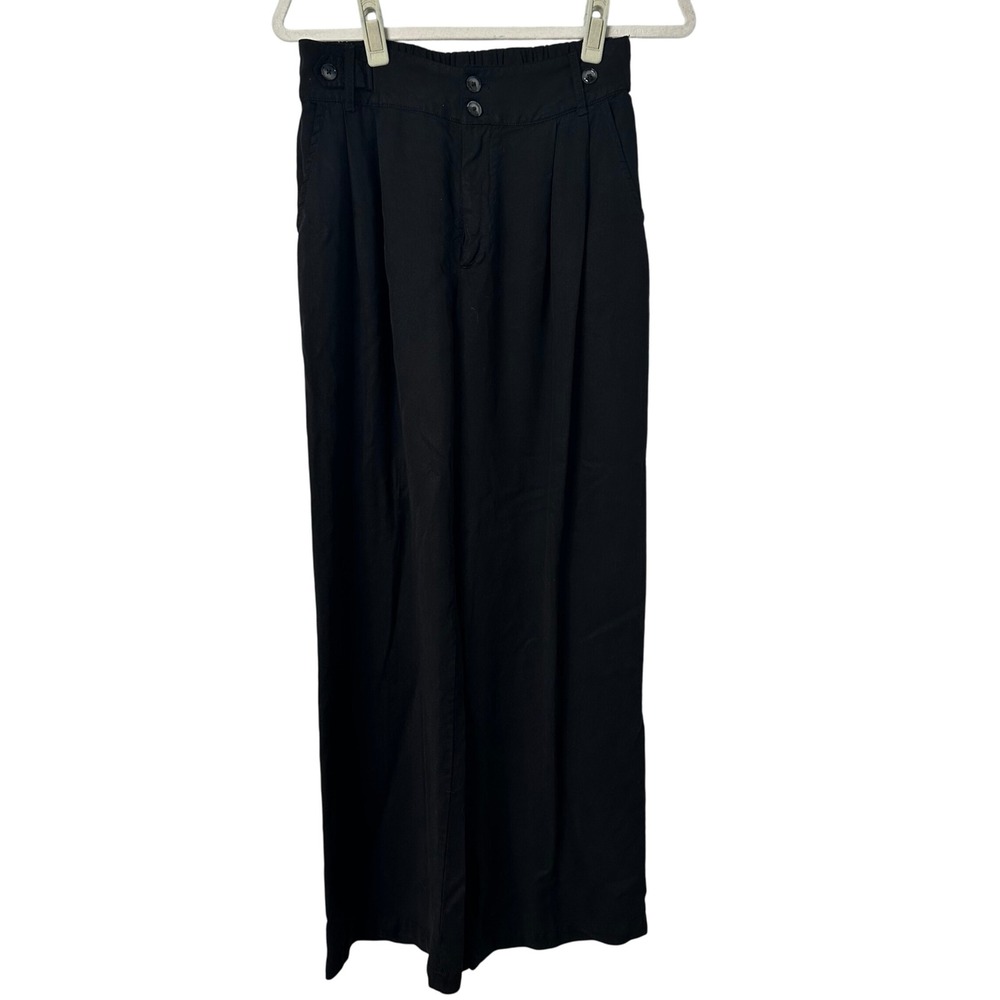YFB Black High Waist Wide Leg Palazzo Pants Elastic Waist Trousers Medium